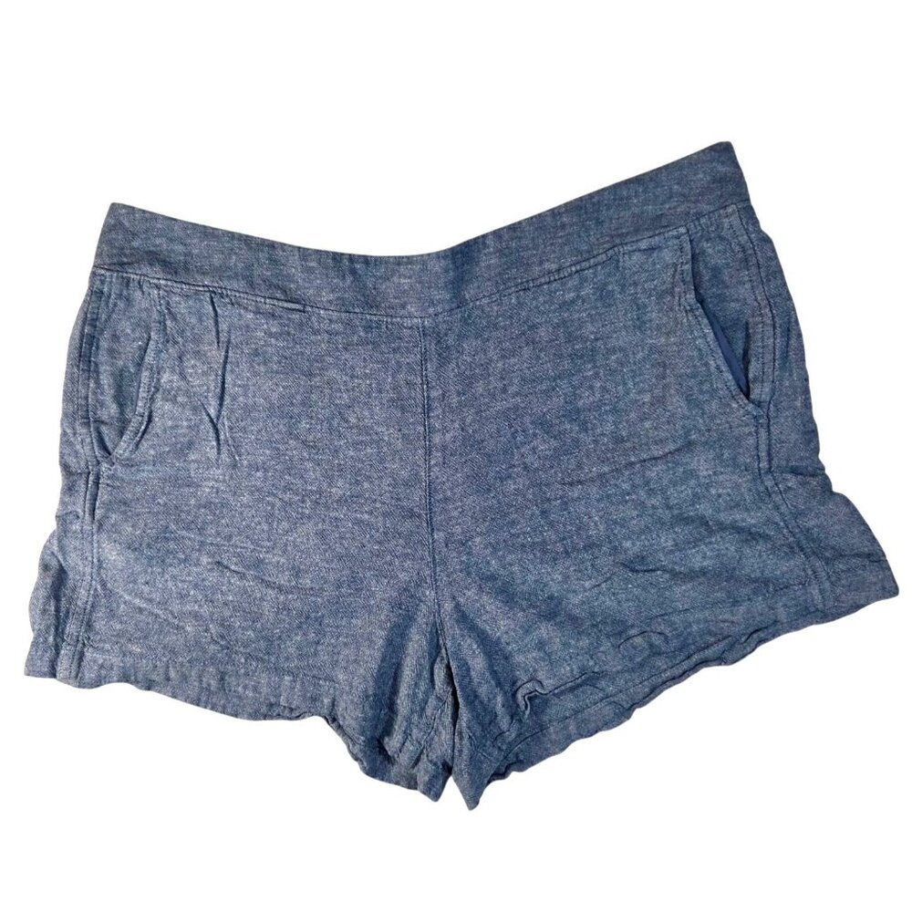 Gap Blue Chambray Linen Blend Pull-On Casual Beach Shorts Women's Size XL